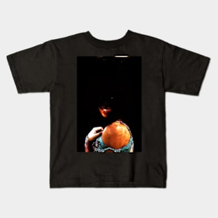 Special processing. Dark side. Girl with not visible face parts. Orange and blue. Kids T-Shirt